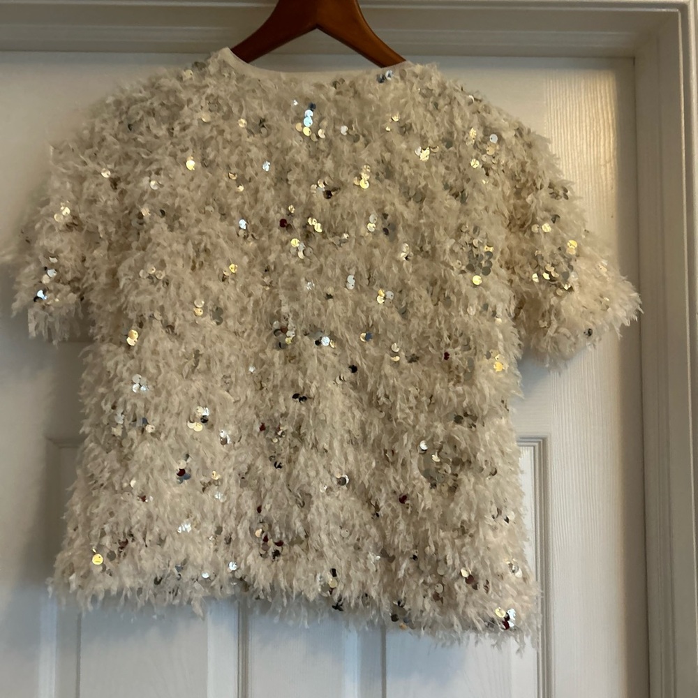Zara Kids Beige Sequin Short Sleeve Tee